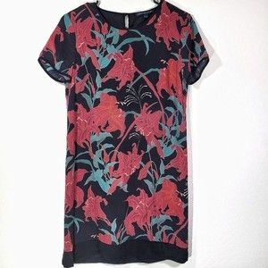 French Connection Silk Floral Print Shift Dress Size 4
